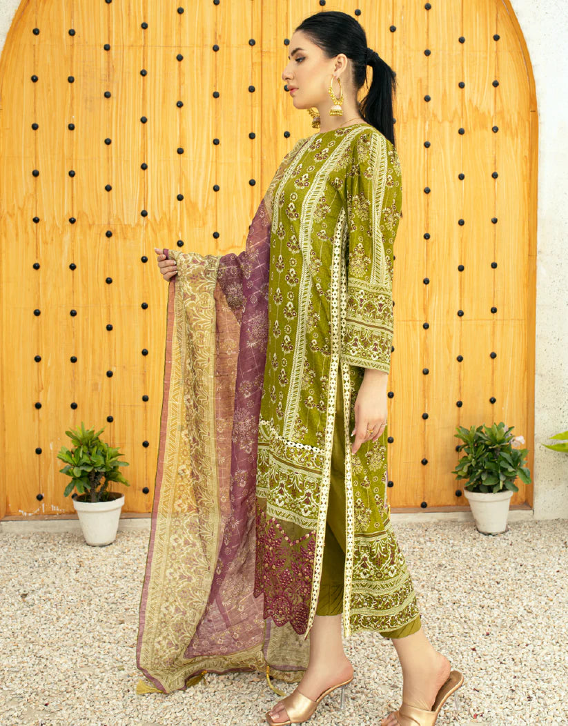 AY - 011 - 3 piece Unstitched Embroidered Lawn