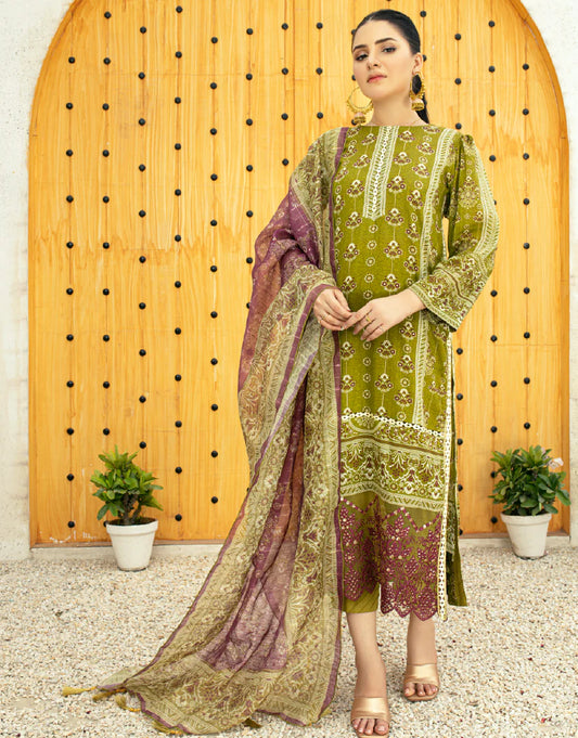 AY - 011 - 3 piece Unstitched Embroidered Lawn