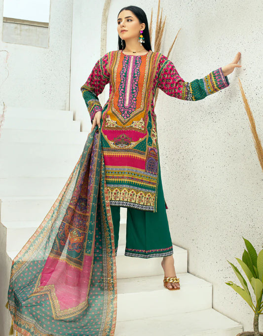 AY - 012 - 3 piece Unstitched Embroidered Lawn