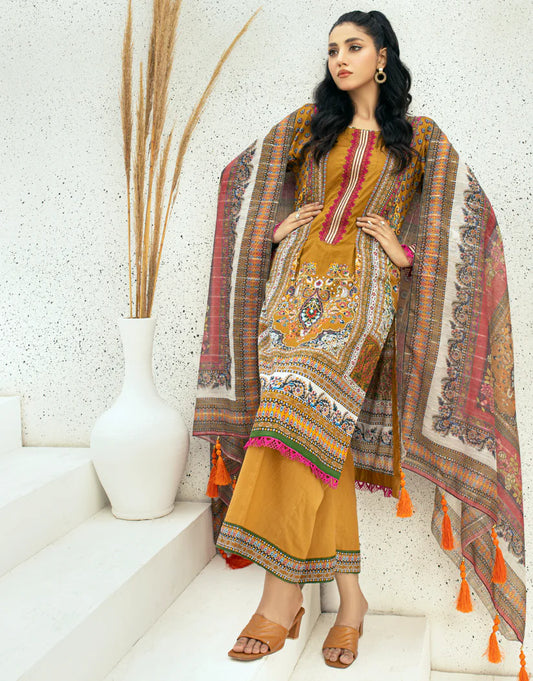AY - 013 - 3 piece Unstitched Embroidered Lawn