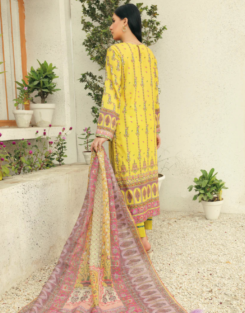 AY - 015 - 3 piece Unstitched Embroidered Lawn