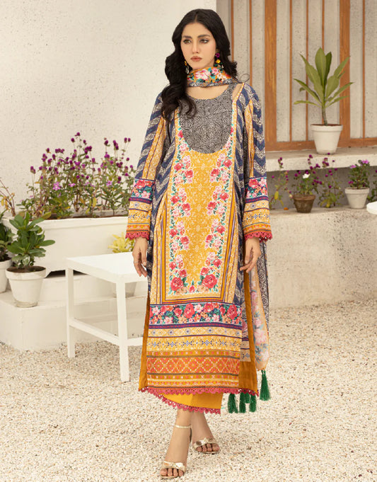AY - 019 - 3 piece Unstitched Embroidered Lawn