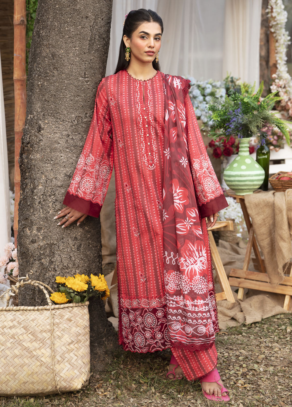 Ayzel By Afrozeh Embroidered Lawn Suits Unstitched 3 Piece AAF24SD AZL-V1-05 Cardinal - Summer Collection