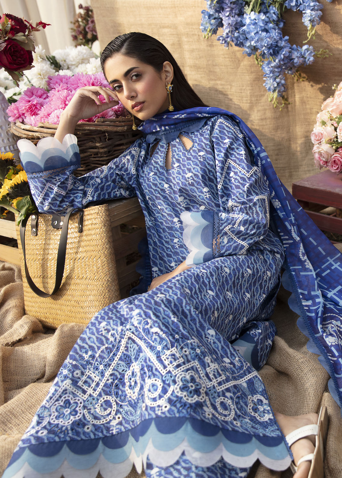 Ayzel By Afrozeh Embroidered Lawn Suits Unstitched 3 Piece AAF24SD AZL-V1-06 Lazuli - Summer Collection
