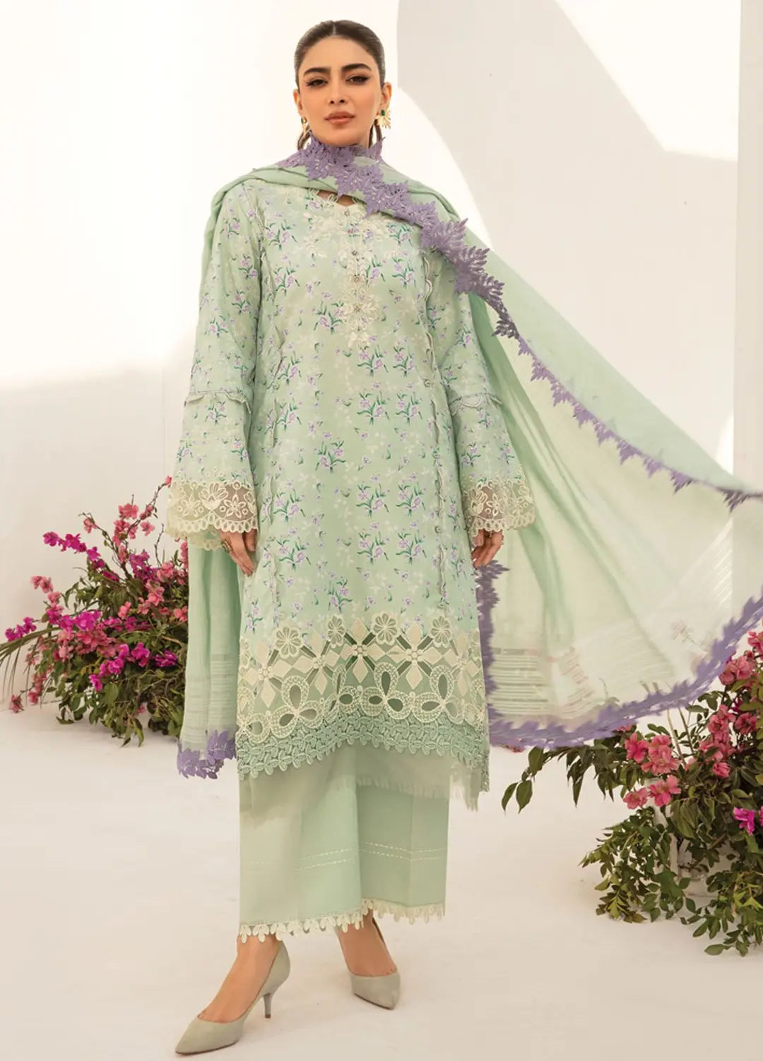 Florance By Rang Rasiya Embroidered Lawn Suits Unstitched 3 Piece RR24F D4 Dahlia - Premium Collection