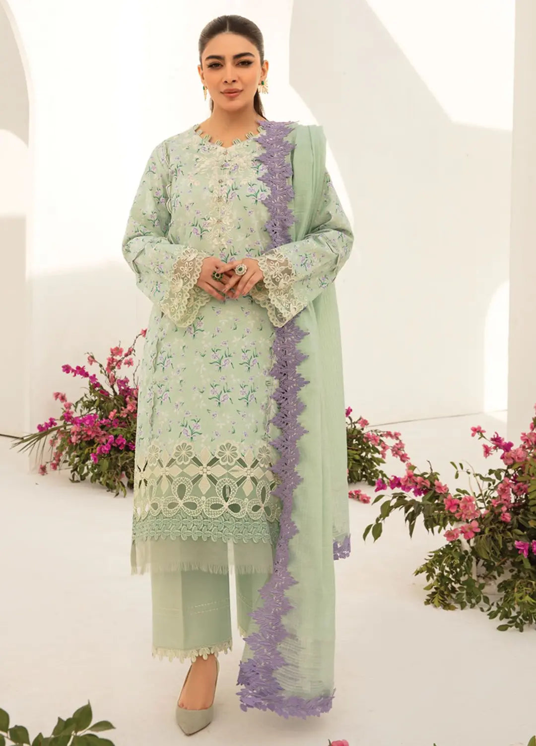 Florance By Rang Rasiya Embroidered Lawn Suits Unstitched 3 Piece RR24F D4 Dahlia - Premium Collection